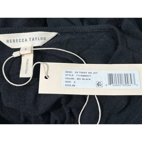 Rebecca Taylor Twist Front Blouse Small Black Wool Blend Jersey Knit Whimsigoth - Picture 5 of 6